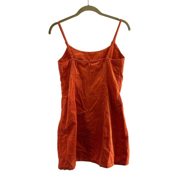Wild Fable Orange Corduroy Mini Dress S Cotton Spaghetti Straps Y2K Babydoll - Picture 9 of 13